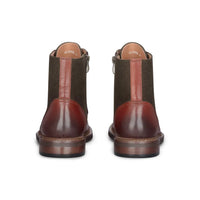 Clifford - Botas de cano curto masculinas em couro marrom cáqui com acabamento brogue