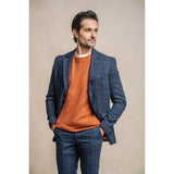 Cody - Blazer xadrez azul marinho masculino