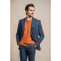 Cody - Blazer xadrez azul marinho masculino