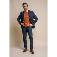 Cody - Blazer xadrez azul marinho masculino