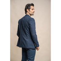 Cody - Blazer xadrez azul marinho masculino