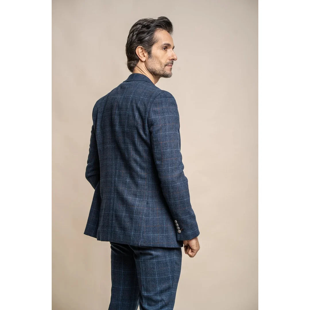 Cody - Blazer xadrez azul marinho masculino