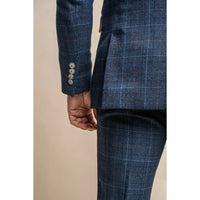 Cody - Blazer xadrez azul marinho masculino