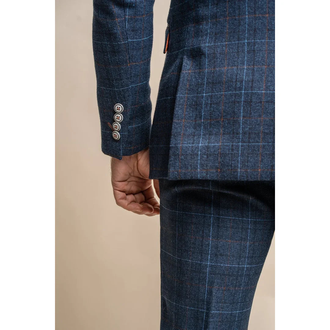 Cody - Blazer xadrez azul marinho masculino