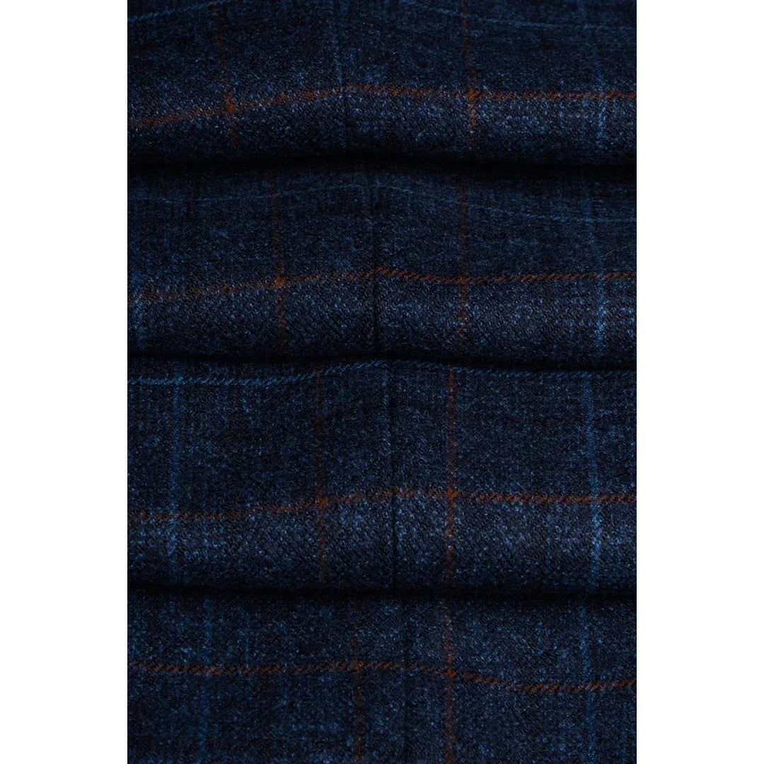 Cody - Blazer xadrez azul marinho masculino