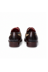 Cole - Sapatos Brogue Masculinos em Couro Marrom com Detalhes em Lona