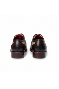 Cole - Sapatos Brogue Masculinos em Couro Marrom com Detalhes em Lona