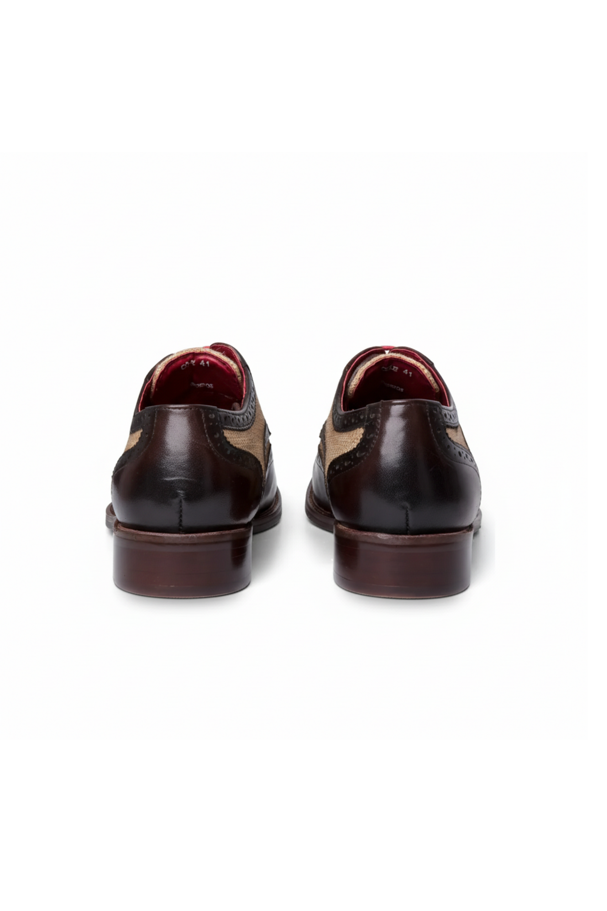 Cole - Sapatos Brogue Masculinos em Couro Marrom com Detalhes em Lona