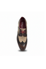 Cole - Sapatos Brogue Masculinos em Couro Marrom com Detalhes em Lona