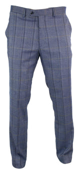 Cavani Connall - Calças Clássicas Vintage em Tweed Xadrez para Homem - Azul