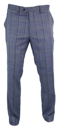 Cavani Connall - Calças Clássicas Vintage em Tweed Xadrez para Homem - Azul