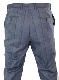 Cavani Connall - Calças Clássicas Vintage em Tweed Xadrez para Homem - Azul