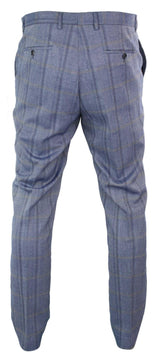 Cavani Connall - Calças Clássicas Vintage em Tweed Xadrez para Homem - Azul