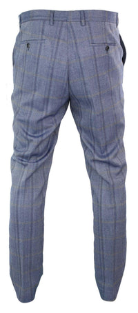 Cavani Connall - Calças Clássicas Vintage em Tweed Xadrez para Homem - Azul
