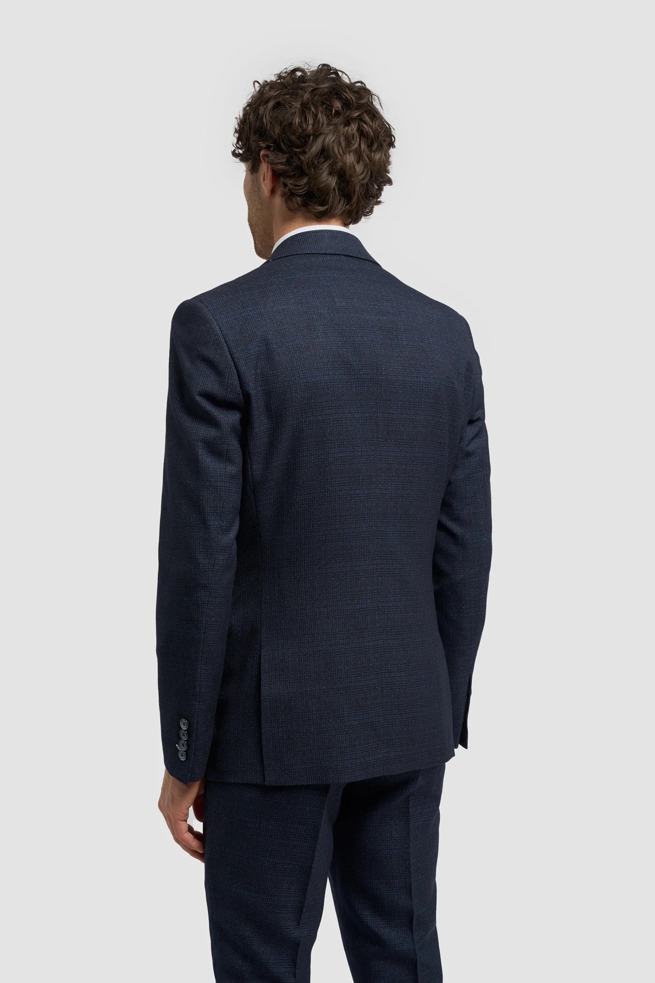 Terno vintage xadrez azul-marinho masculino Cavani Connall