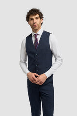 Terno vintage xadrez azul-marinho masculino Cavani Connall