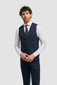 Terno vintage xadrez azul-marinho masculino Cavani Connall