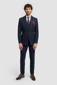 Terno vintage xadrez azul-marinho masculino Cavani Connall