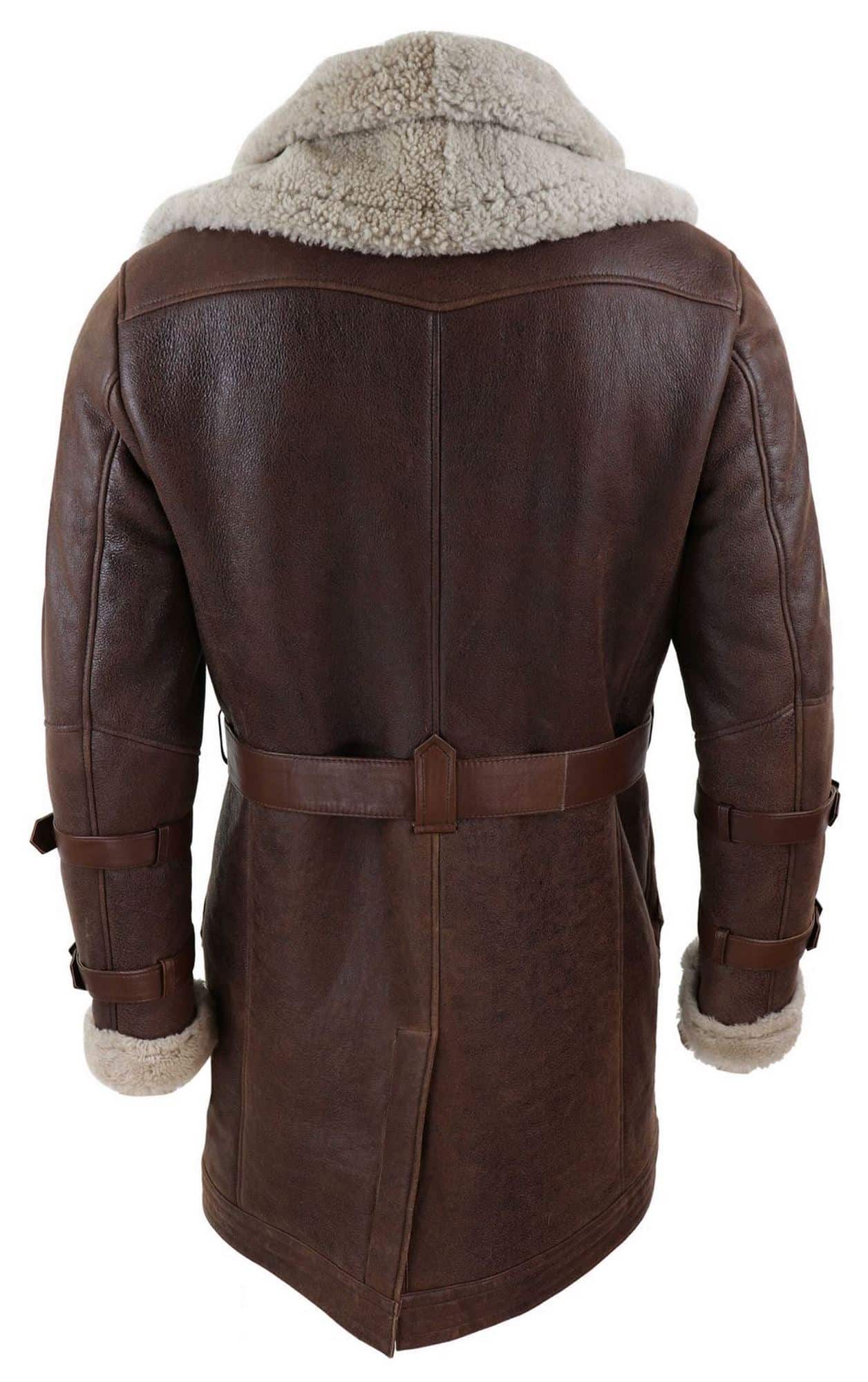 Jaqueta masculina longa 3/4 de pele de carneiro