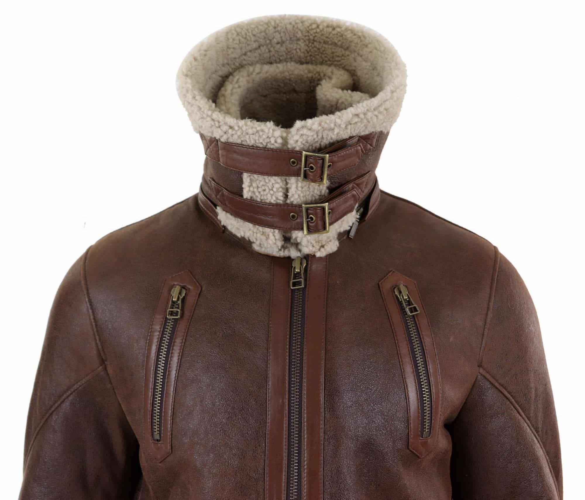 Jaqueta masculina longa 3/4 de pele de carneiro