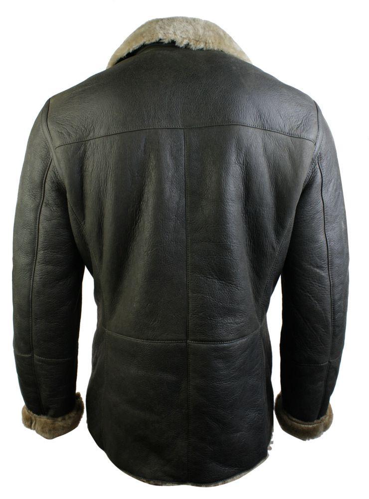 Jaqueta masculina vintage marrom de pele de carneiro alemã autêntica, modelo de abotoamento duplo, estilo marinheiro.