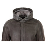 Jaqueta masculina 3/4 marrom de pele de carneiro macia com capuz, casaco 3/4 clássico e quente para o inverno.