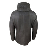 Jaqueta masculina 3/4 marrom de pele de carneiro macia com capuz, casaco 3/4 clássico e quente para o inverno.