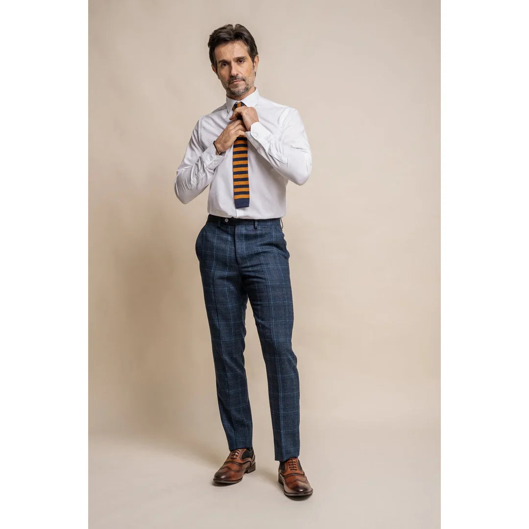 Cody - Calças xadrez azul marinho para homem