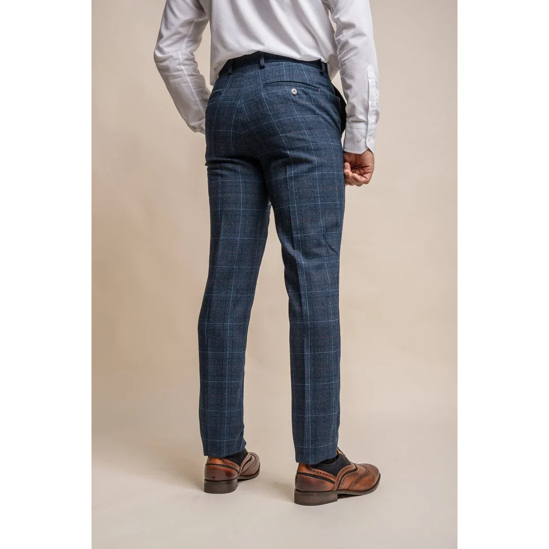 Cody - Calças xadrez azul marinho para homem