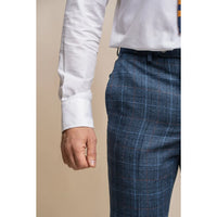Cody - Calças xadrez azul marinho para homem