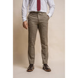Gaston - Calças masculinas de tweed xadrez verde-oliva
