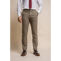 Gaston - Calças masculinas de tweed xadrez verde-oliva