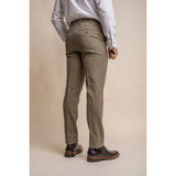 Gaston - Calças masculinas de tweed xadrez verde-oliva