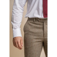 Gaston - Calças masculinas de tweed xadrez verde-oliva
