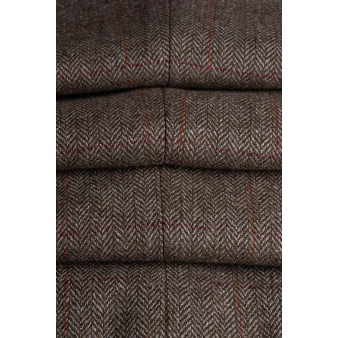 Gaston - Calças masculinas de tweed xadrez verde-oliva