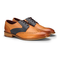 Sapatos Brogue masculinos em tons de bege, azul marinho, marrom e vermelho, com cadarço, estilo clássico vintage, para ocasiões formais, em couro legítimo.
