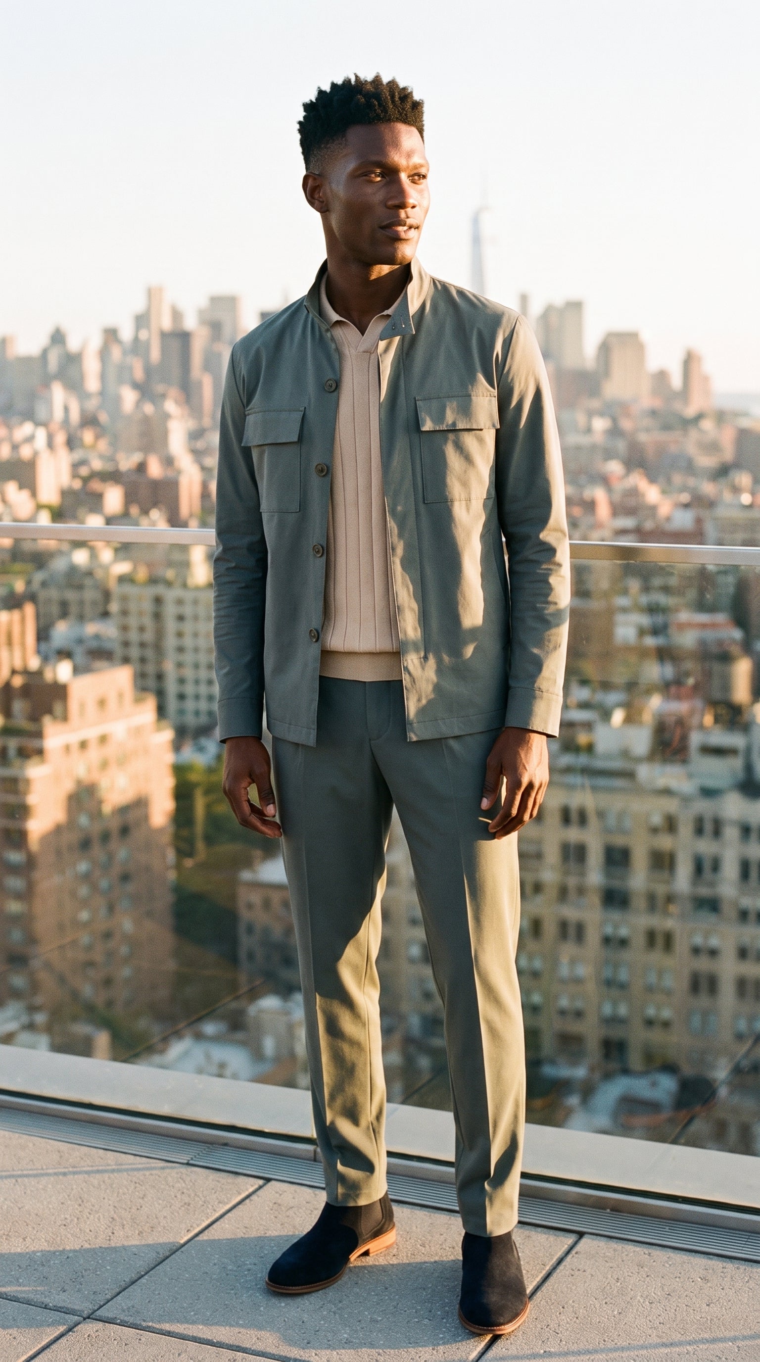 Look #404 styled with Camisa polo masculina bege canelada