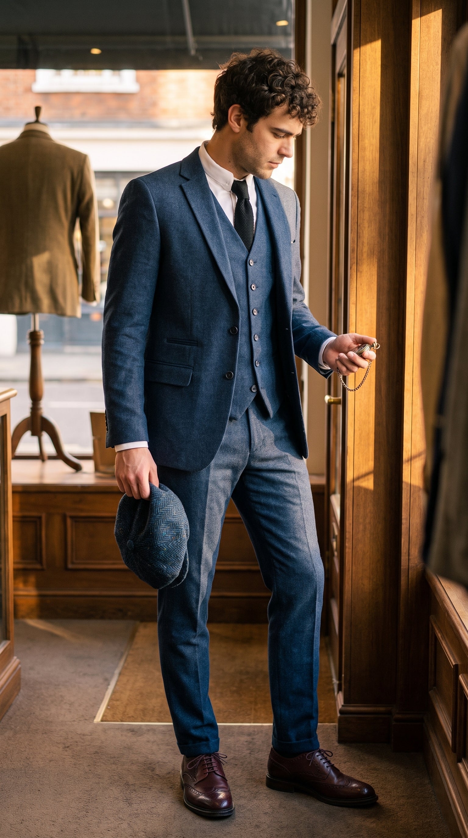 Look #828 styled with Terno masculino azul-marinho de lã estilo Peaky Blinders