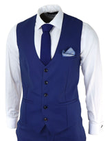 Terno masculino azul royal de 3 peças, corte slim, clássico, para noivos, Marc Darcy Danny, para casamento.