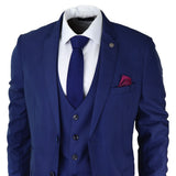 Terno masculino azul royal de 3 peças, corte slim, clássico, para noivos, Marc Darcy Danny, para casamento.