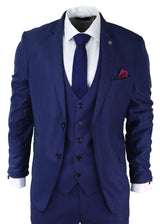 Terno masculino azul royal de 3 peças, corte slim, clássico, para noivos, Marc Darcy Danny, para casamento.