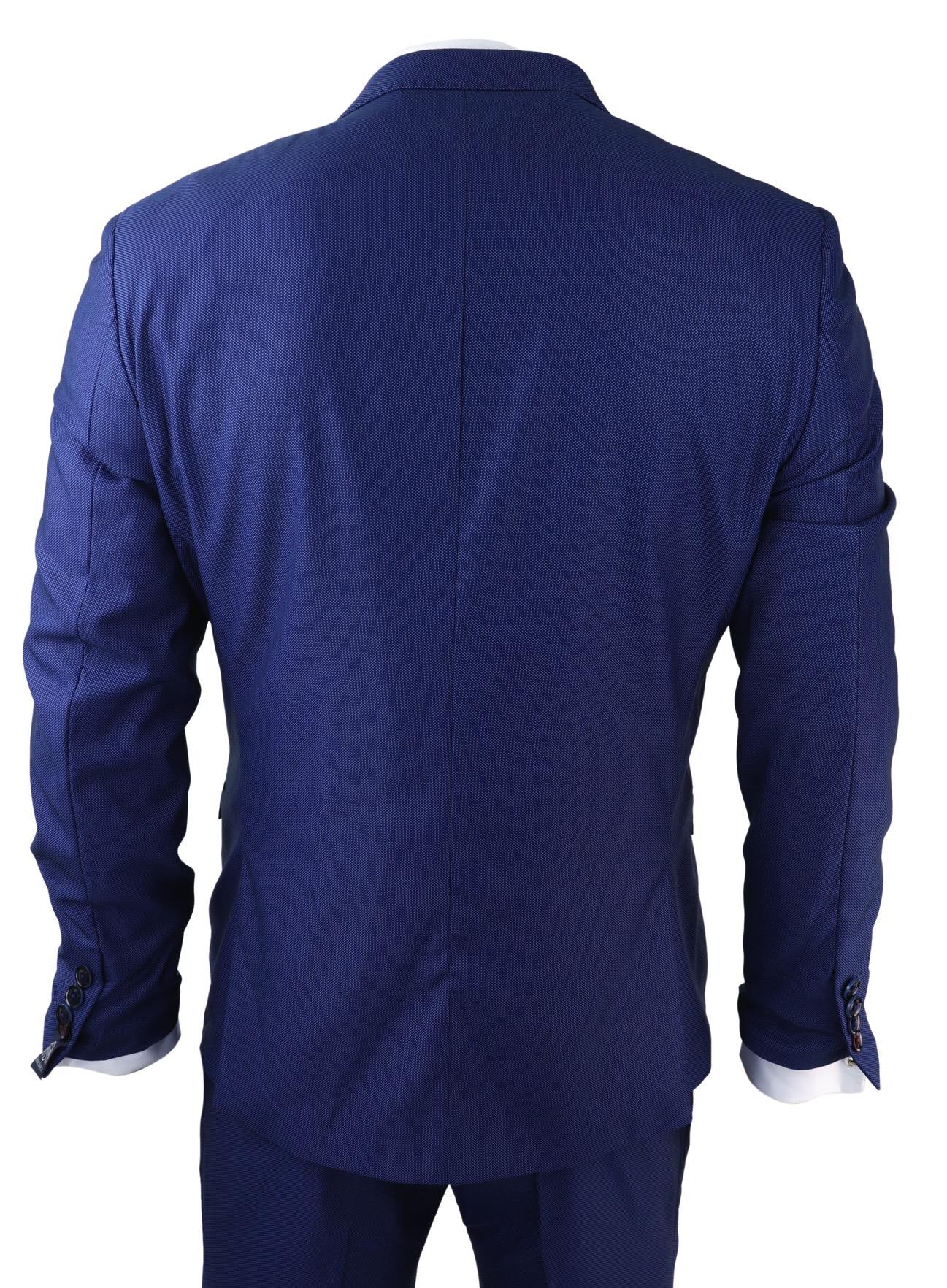 Terno masculino azul royal de 3 peças, corte slim, clássico, para noivos, Marc Darcy Danny, para casamento.