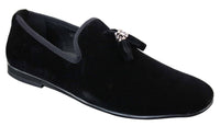 Elong dd0019 - Mocassins masculinos de veludo com detalhes em camurça e borla, estilo mocassim, elegantes e casuais, nas cores vinho e azul marinho.