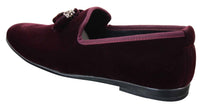 Elong dd0019 - Mocassins masculinos de veludo com detalhes em camurça e borla, estilo mocassim, elegantes e casuais, nas cores vinho e azul marinho.
