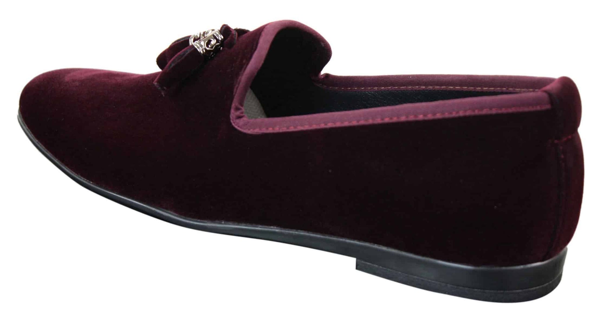 Elong dd0019 - Mocassins masculinos de veludo com detalhes em camurça e borla, estilo mocassim, elegantes e casuais, nas cores vinho e azul marinho.