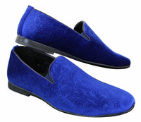 Elong DD0083 - Mocassins masculinos de veludo com estampa paisley, estilo mocassim, para condução, elegantes e casuais, nas cores vinho, azul marinho e preto.