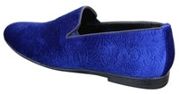 Elong DD0083 - Mocassins masculinos de veludo com estampa paisley, estilo mocassim, para condução, elegantes e casuais, nas cores vinho, azul marinho e preto.