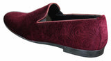 Elong DD0083 - Mocassins masculinos de veludo com estampa paisley, estilo mocassim, para condução, elegantes e casuais, nas cores vinho, azul marinho e preto.