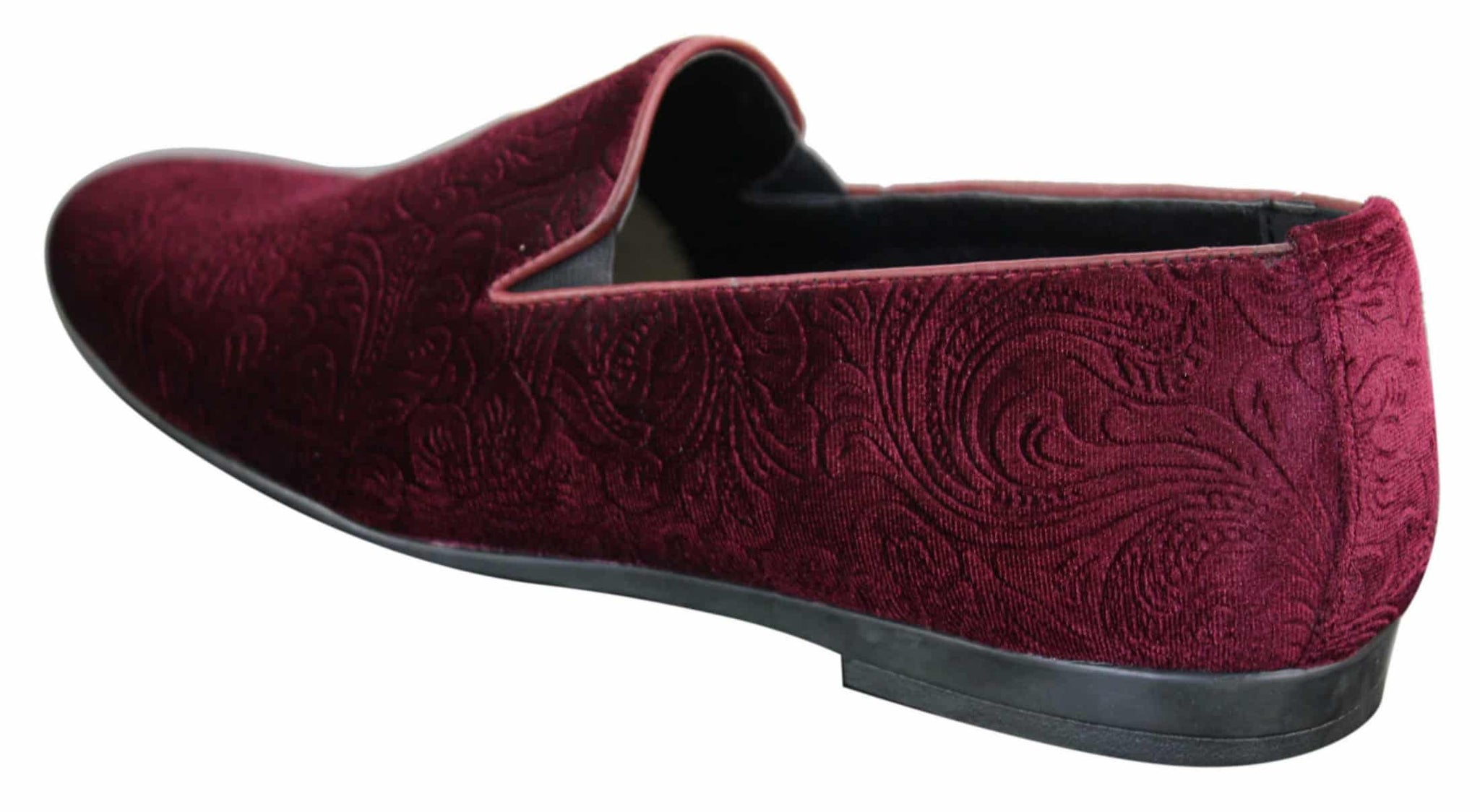 Elong DD0083 - Mocassins masculinos de veludo com estampa paisley, estilo mocassim, para condução, elegantes e casuais, nas cores vinho, azul marinho e preto.
