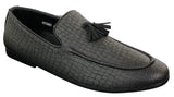 Elong DD0085 - Mocassins masculinos em couro PU imitando cobra e crocodilo, com detalhe de borla, confortáveis e com estilo vintage.